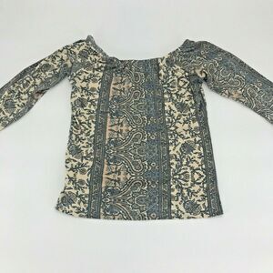 Love Spell Long Sleeve Boat Neck Printed Blouse Women’s Size Small